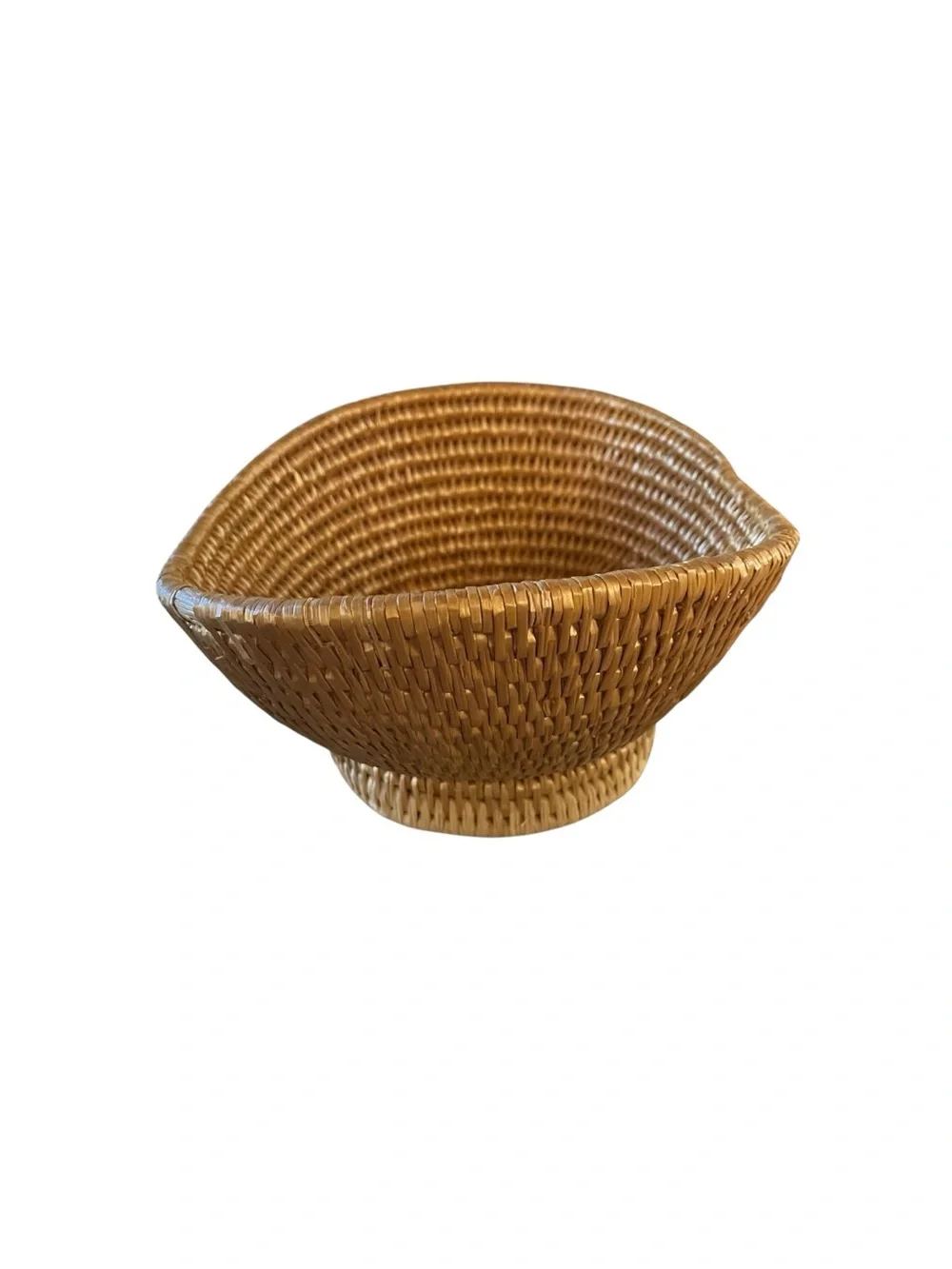 Vintage Handwoven Rattan Basket Bowl Boho Coastal Centerpiece Catchall Decor